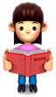 A woman reported a book. 3D Family Character