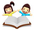 A boys and girls in the big book reading. 3D Children Character 