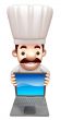 A chef advertised as a notebook computer. 3D Chef Character