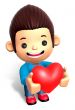 A Man Grasp a Heart. 3D Children Character