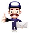 Service man holding a letter. 3D Service Man Character