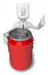 Business Man leaning on The Red cans. 3D Business Man Character