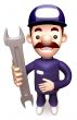 Service man Grasp a Spanner. 3D Service Man Character