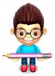 Lift up the glasses children Big pencil. 3D Kids Character