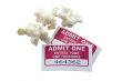 cinema ticket with popcorn