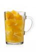 orange pulp and juice in glass