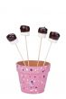 set up marshmallows pierced on stick on a pink pot