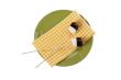 two marshmallow with  stick and chocolate