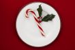 candy cane on a white plate 