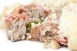 crushed hamburger closeup
