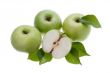 top view of green apples on white