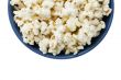 cropped blue bowl of popcorn