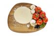 pizza ingredients with dough on chopping board
