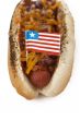 american grilled chili hot dog sandwich with cheese