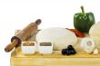 rolling pin dough and pizza ingredients