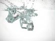 ice cube falling under the water