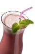strawberry milkshake with leaves