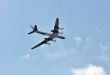 Russian strategic bomber `Tu 95` in flight