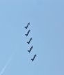 Demonstrative performance of Italian aerobatic team at the air s