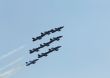 Demonstrative performance of Italian aerobatic team at the air s