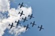 Demonstrative performance of Italian aerobatic team at the air s