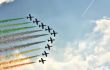 Demonstrative performance of Italian aerobatic team at the air s