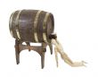 Drinking Straight from Wooden Barrel on Stand