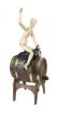 Riding a Saddle on Wooden Barrel