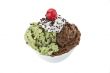 mint and chocolate ice cream with cherry toppings