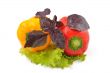 Multi-colored peppers on a white background