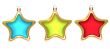 Three christmas stars on a white background. 