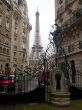 eiffel tower through buildings