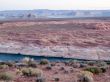 high angle view of cliffs and water stream at lake mead