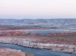 mountain range and river at lake mead