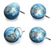 3d blue globe range and magnifier four set