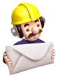 Construction site personnel holding a large letter. 3D Business 