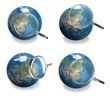 3d blue globe range and magnifier four set