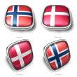 Norway and Denmark 3d metallic square flag button 