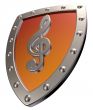 clef on metal shield