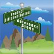 guidepost with marketing strategy keywords
