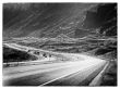 black and white image of the road