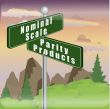 marketing sign of nominal scale and parity products