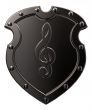 clef on metal shield