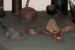 Helmet, cap, belt.