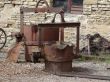 rusty metal pot in an old foundry