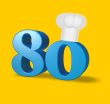 number eighty with cook hat