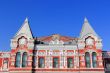 Landscape with historic theater and blue sky