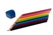 Row of colored pencils.