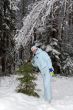 girl snow fir spruce