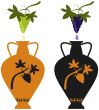 Amphora with image of grape vine and grape cluster
